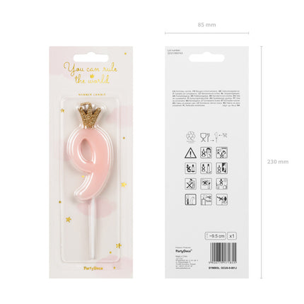 Bougie 9 ans rose clair 9.5cm
