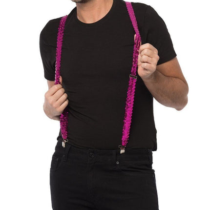 Bretelles à paillettes Fuchsia
