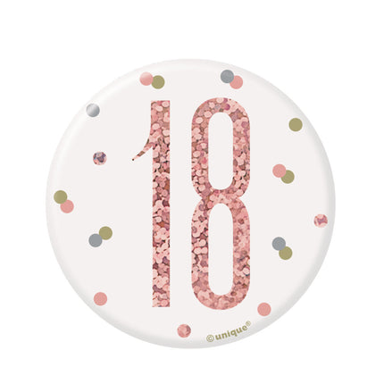 Bouton 18 ans or rose 8cm