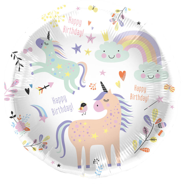 Ballon à l'hélium Happy Birthday Licorne Vide 45cm