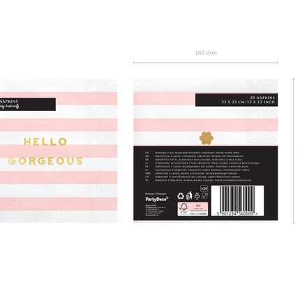 Serviettes de table Hello Gorgeous rose pâle 33cm 20pcs