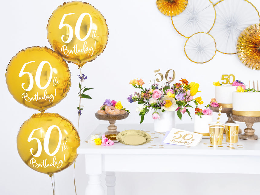 Serviettes 50 ans blanches 33cm 20pcs