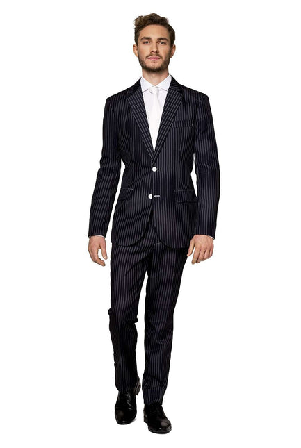 Gangster Pinstripe Black Suit Men <tc>Suitmeister</tc>