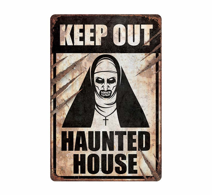 Décoration murale Halloween Panneau Maison Hantée 36cm