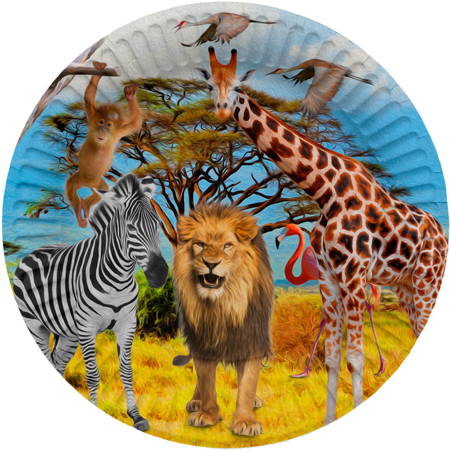 Assiettes Jungle colorées 23cm 8pcs