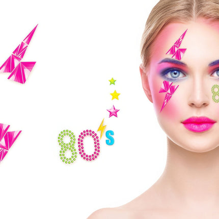 Autocollants néon pour le visage 80S