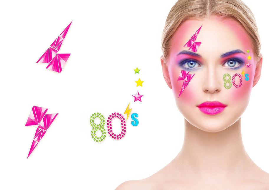 Autocollants néon pour le visage 80S