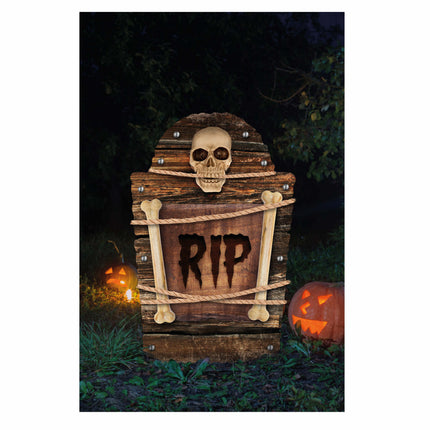 Décoration d'Halloween marron Pierre tombale Rip 56cm