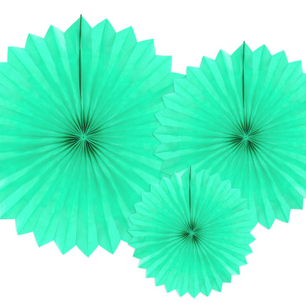 Eventails en papier vert menthe Set 20-40cm 3 pièces