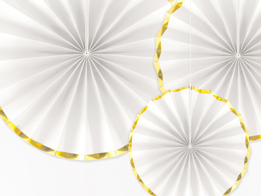 Eventails en papier blanc 23-40cm 3 pièces