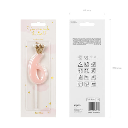 Bougie 6 ans rose clair 9.5cm