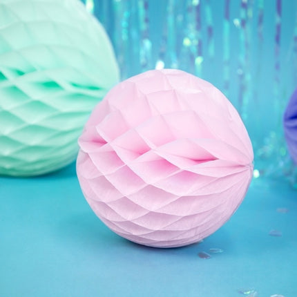 Boule en nid d'abeille rose clair 20cm