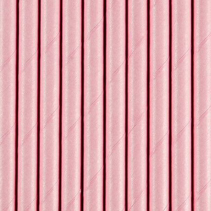Pailles en papier rose clair 19.5cm 10pcs