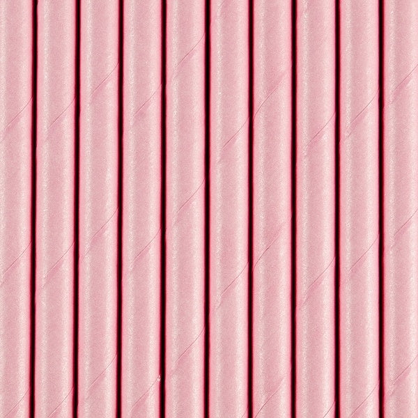 Pailles en papier rose clair 19.5cm 10pcs