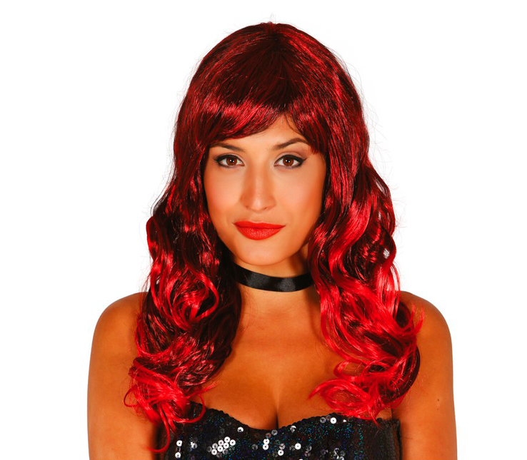 Perruque boucles rouges