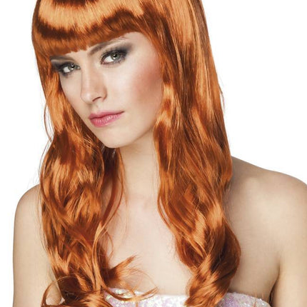 Perruque cheveux longs cuivre