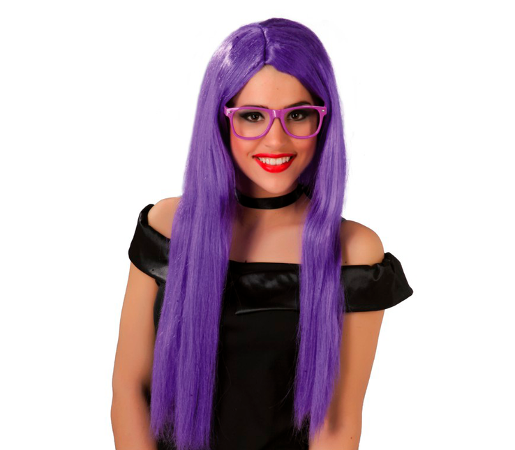 Perruque violette cheveux longs