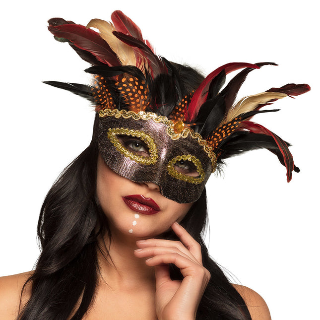 Masque d'Halloween Plumes vaudou