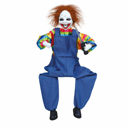 Poupée clown d'Halloween avec son et lumière 70cm