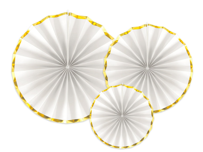 Eventails en papier blanc 23-40cm 3 pièces