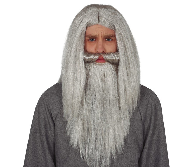 Perruque d'Halloween Cheveux Longs Hommes Gris