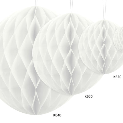 Boule en nid d'abeille blanche 40cm