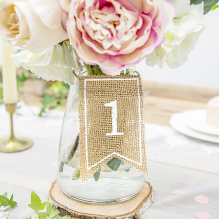 Numéros de table Jute 10.5cm 20pcs