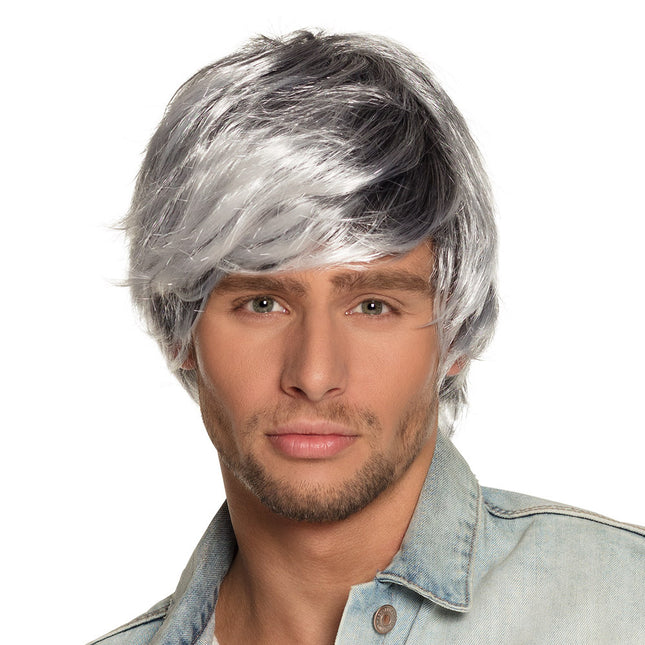 Perruque noire et blanche Tyler