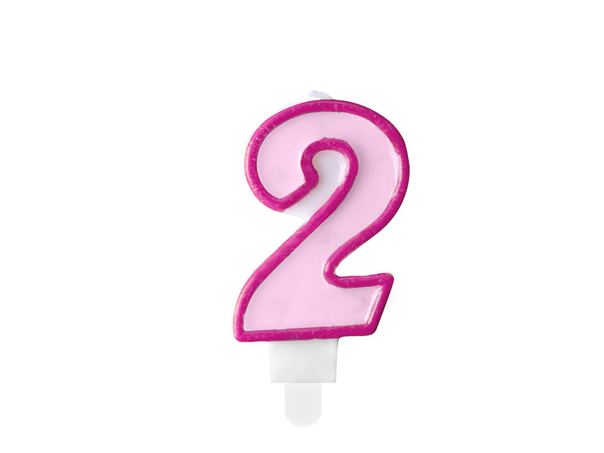 Bougie 2 ans rose 7cm