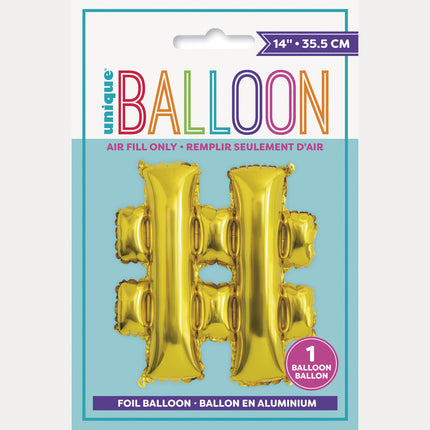 Ballon de baudruche Hashtag doré vide 15.2cm