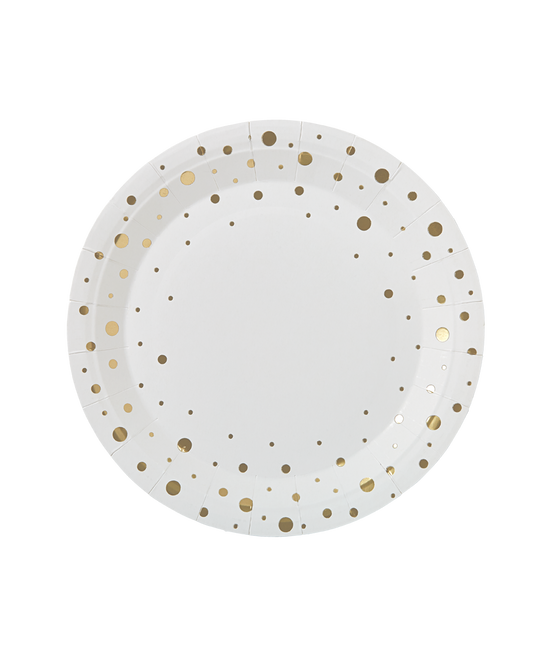 Assiettes Gold Dots White 20cm 8pcs