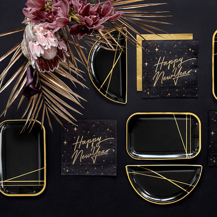 Serviettes de table pour le Nouvel An Noir 33cm 20pcs