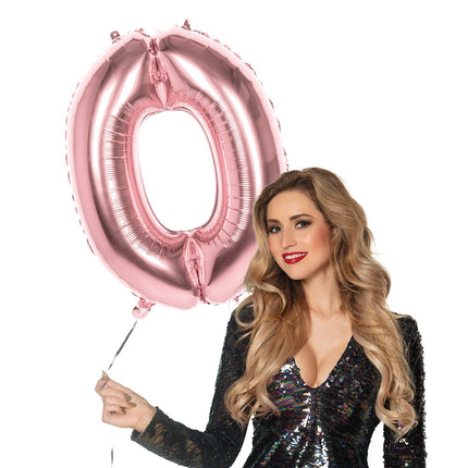 Ballon numéro d'or rose 0 an 86cm