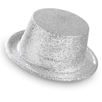 Chapeau haut argenté pailleté