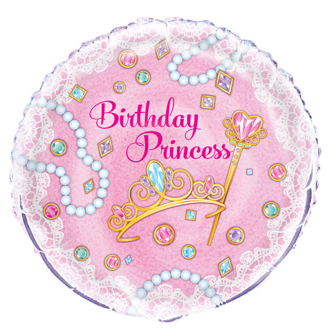 Ballon à l'hélium Anniversaire Princesse Rose 45cm vide