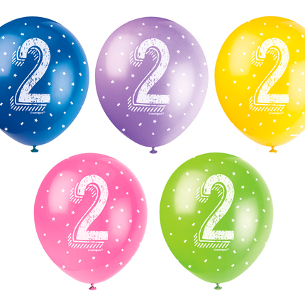 Ballons 2 ans Confetti 30cm 5pcs