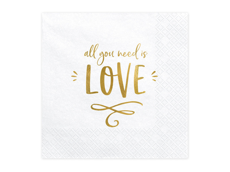 Serviettes de table All You Need Is Love 33cm 20pcs