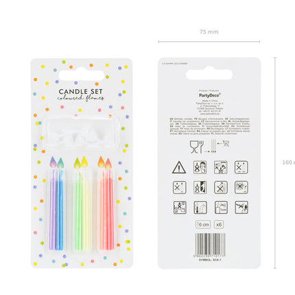 Bougies multicolores 6pcs