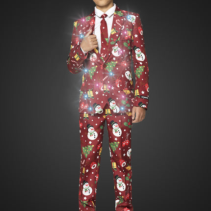 Costume rouge Noël avec l'enfant de lumière