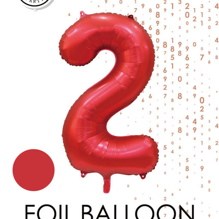 Ballon numéro rouge 2 ans brillant 86cm