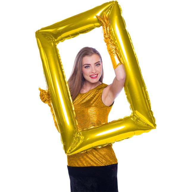 Cadre photo avec ballon en feuille d'or 85cm