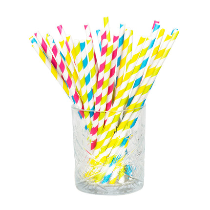 Pailles néon en papier 20cm 20pcs