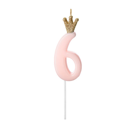 Bougie 6 ans rose clair 9.5cm