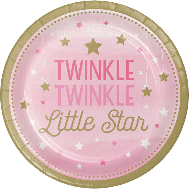Assiettes roses Twinkle Twinkle Little Star 23cm 8pcs