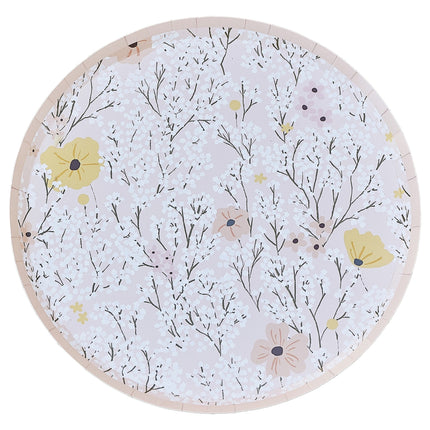 Assiettes à fleurs en papier 24.5cm 8pcs