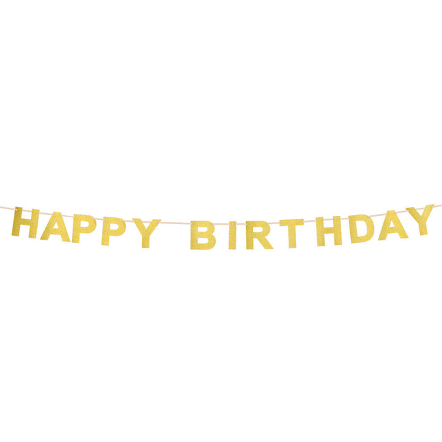 Guirlande de lettres Golden Happy Birthday 2.25m