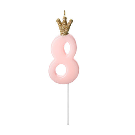 Bougie 8 ans rose pâle 9,5 cm