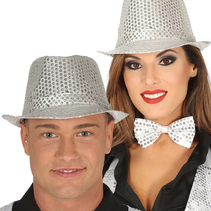 Chapeau à paillettes argentées