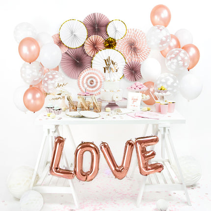 Ballon de baudruche Lettre E Rose Or Vide 35cm