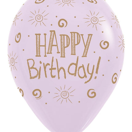 Ballons Happy Birthday Sun Pastel Matte Mix 30cm 25pcs